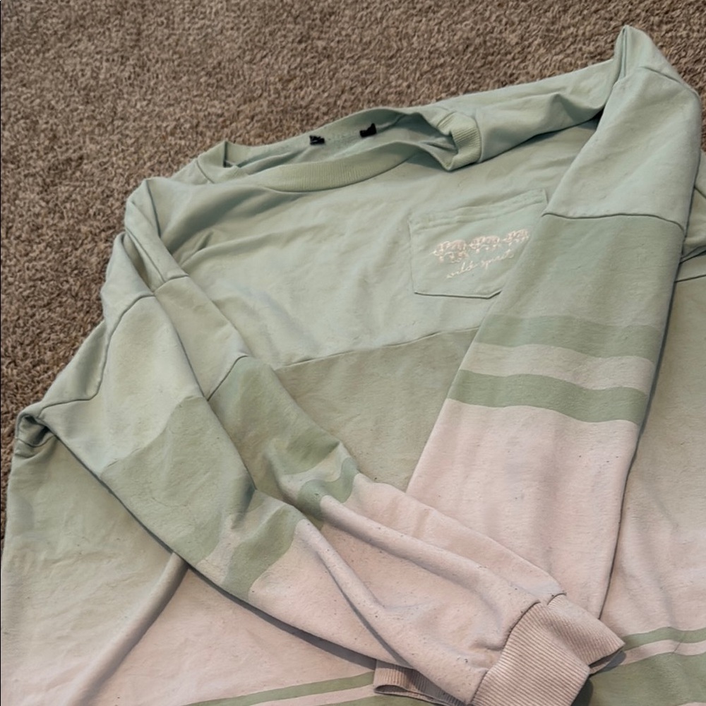 Mint Green and White Long Sleeve Shirt